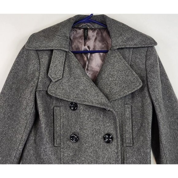 Topshop Jacket Womens 14 Gray Casualcore Button Up Wool Blend Winter Pea Coat - Picture 7 of 12